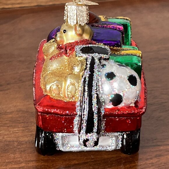Merck Family's Old World Christmas Glass Ornament Teddy Bear in Wagon Toys Gifts - Picture 3 of 9